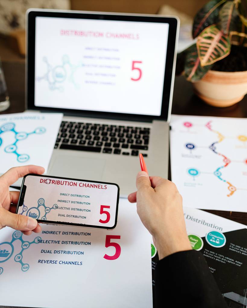 marketing product manager holding marketing promotion plan marketing product manager desk. Marketing mix plan for target market.